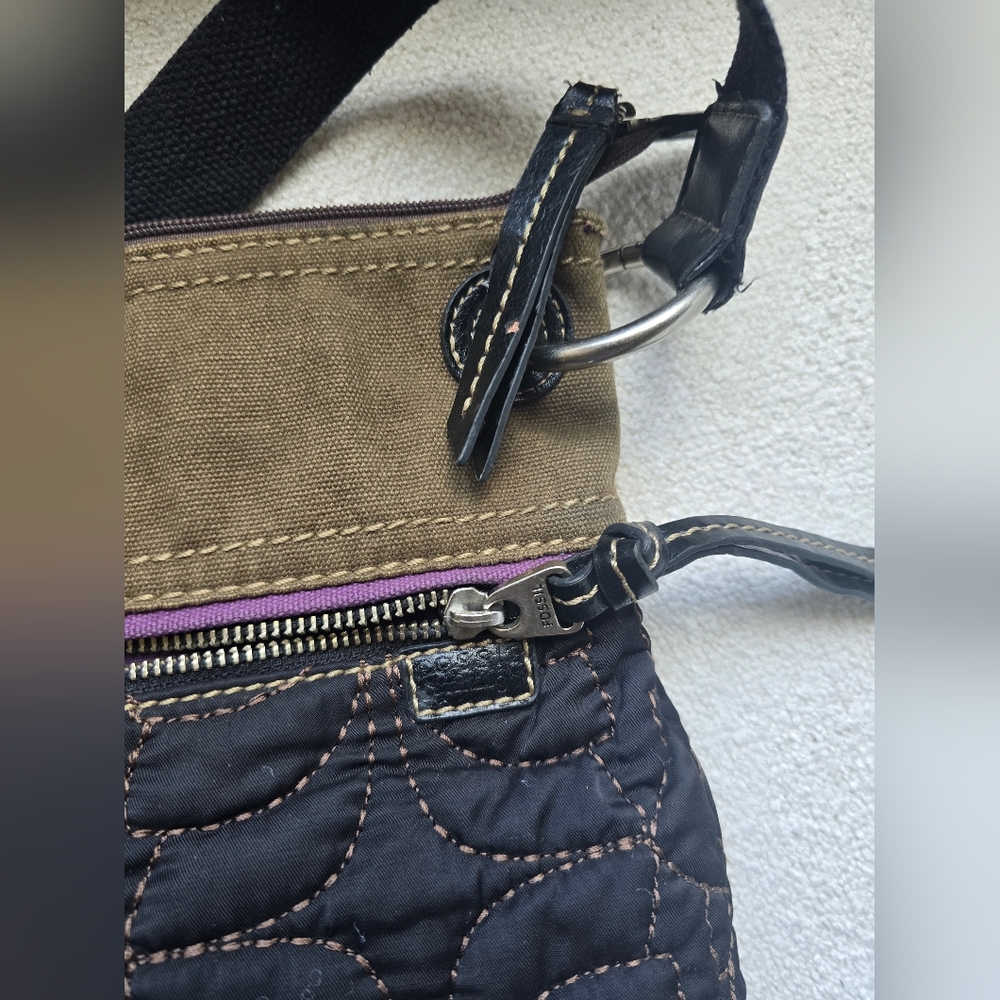 Fossil, Key-Per Crossbody Quilted Bag, Black/Dark Tan - Picture 4 of 6